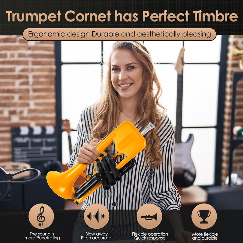 PAMPET SEA LION Professional Plastic Bb Trumpet Set for Student Beginner (Yellow) - Image 5